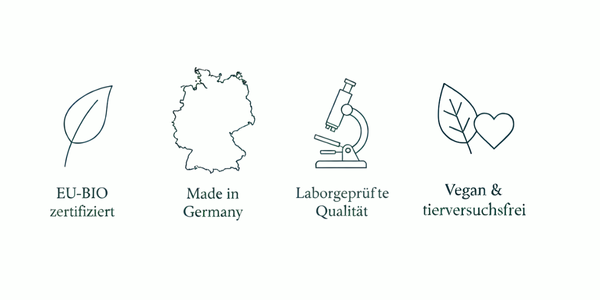 EU-Bio-USP - Made in Germany - Laborgeprüfte Qualität - Bestätigte Wirkung - Ohne Chemie - vegan & tierversuchsfrei - Siegel von Biotastics Bio-Nahrungsergänzung